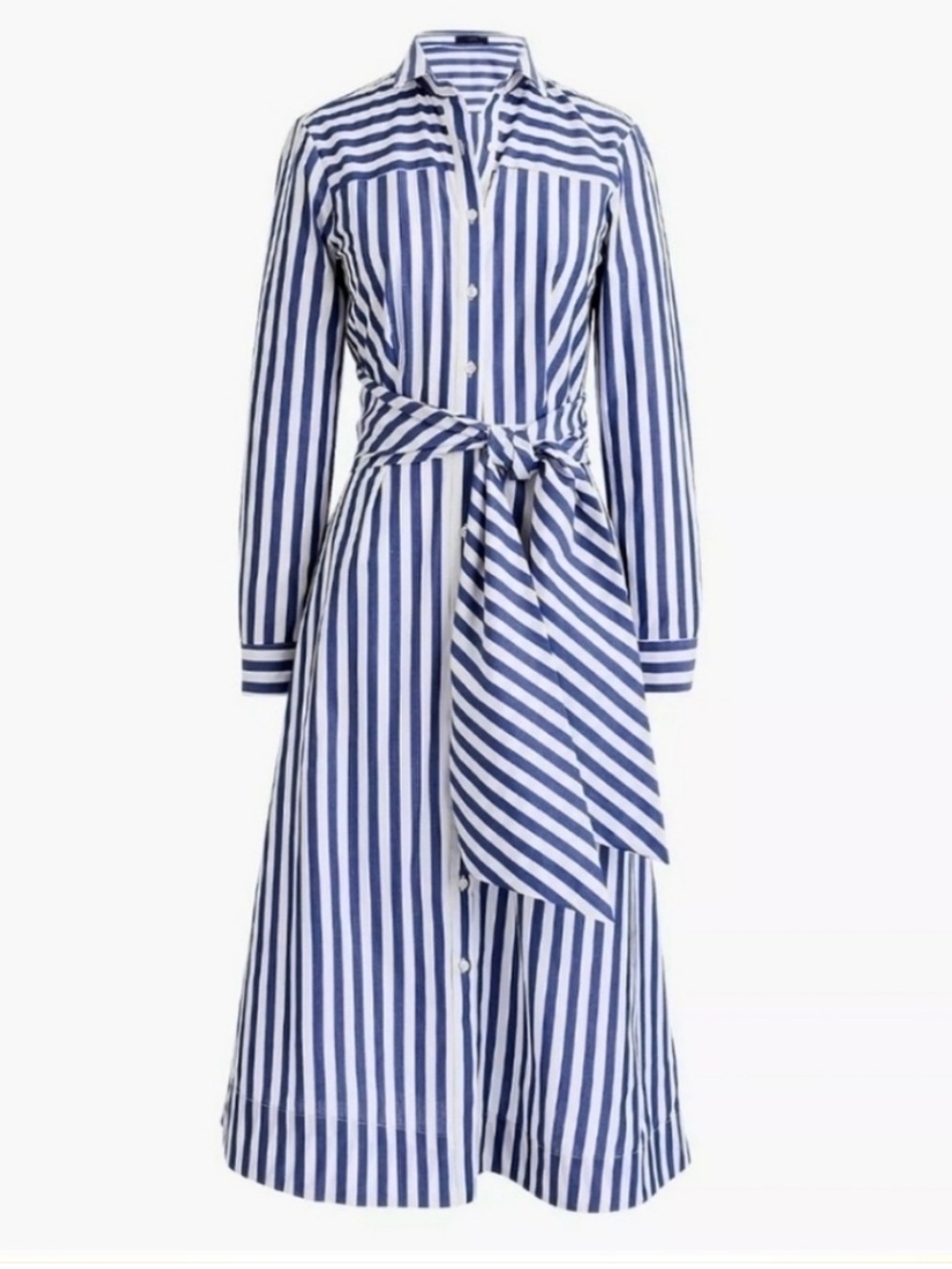 J. Crew Blue and White Striped Shirt Dress